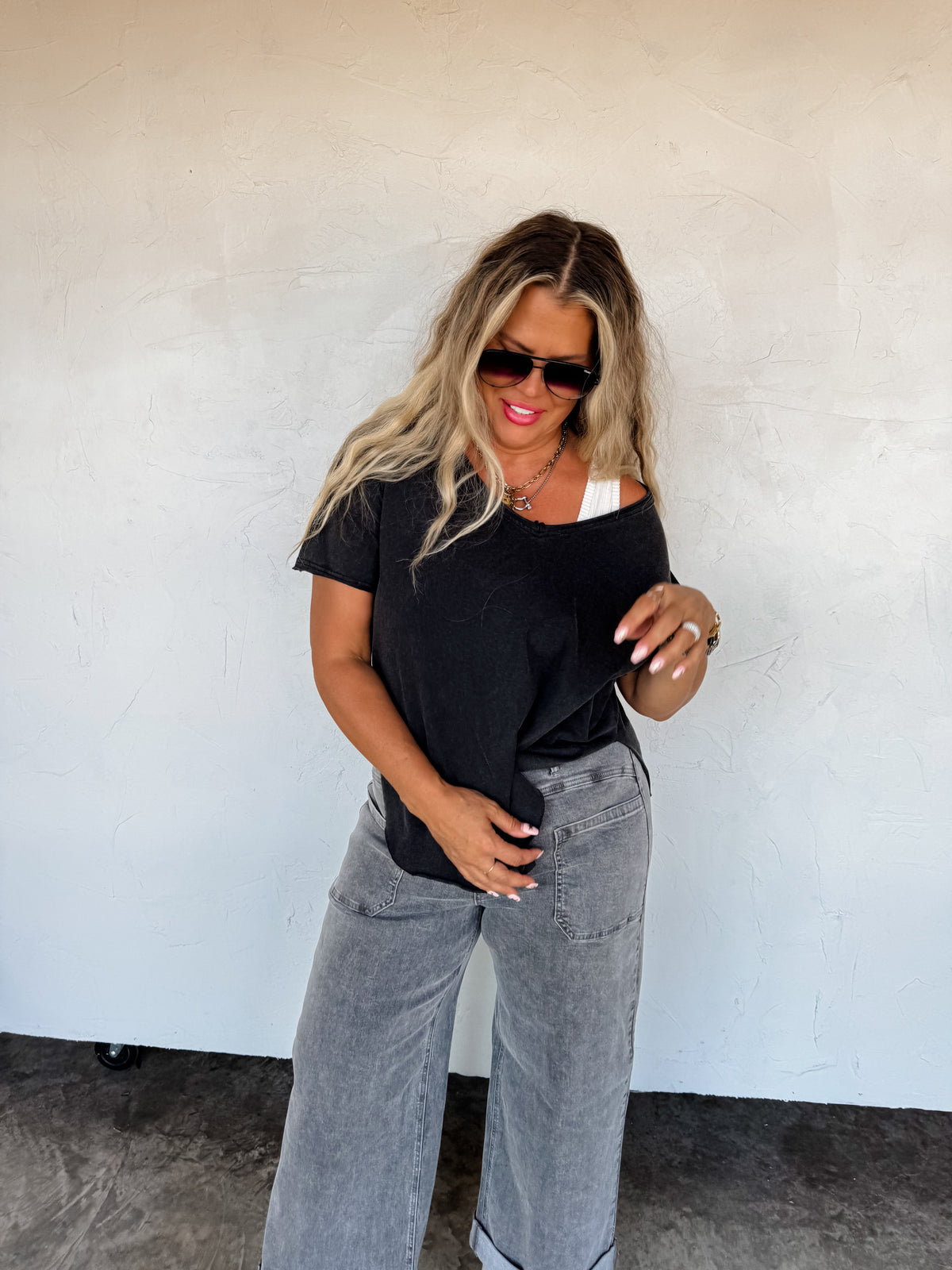 GREY CLOVER FRONT POCKET JEANS