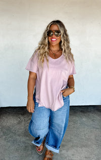 JOEY VNECK WASHED COTTON BOYFRIEND TEE