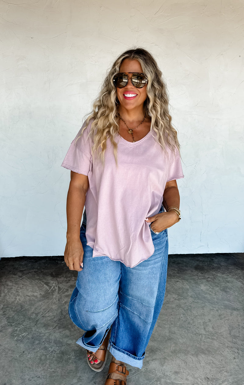 JOEY VNECK WASHED COTTON BOYFRIEND TEE