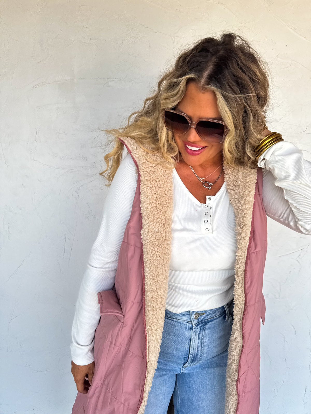 REVERSIBLE SHERPA PUFFER VEST