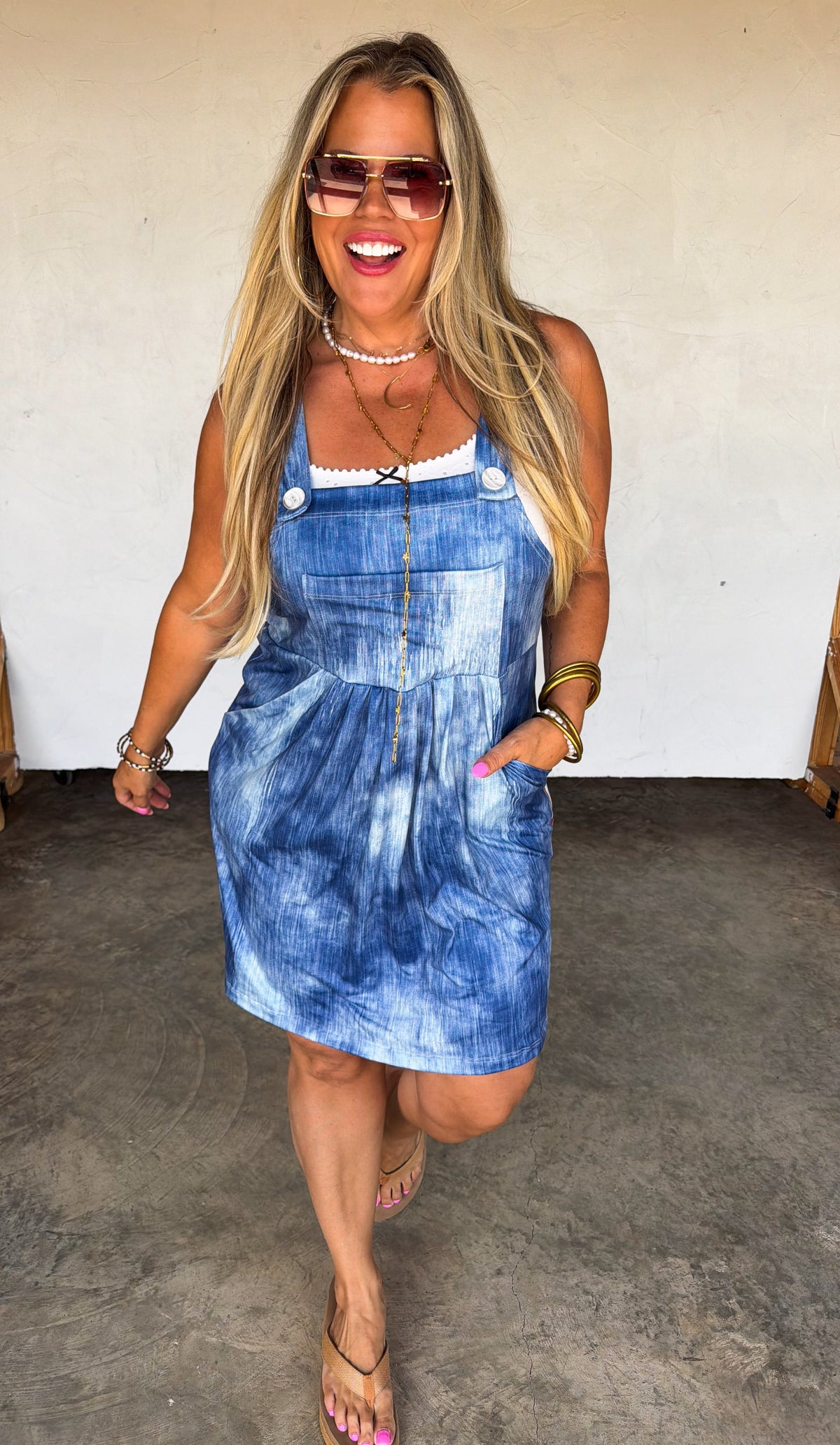 MOCK DENIM OVERALL SKIRT