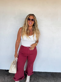 BURGUNDY URBAN NON DISTRSSED CROP JEAN