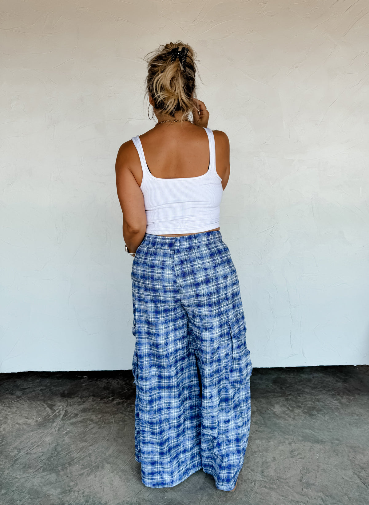 PLAID BEHAVIOR WIDE LEG PANTS
