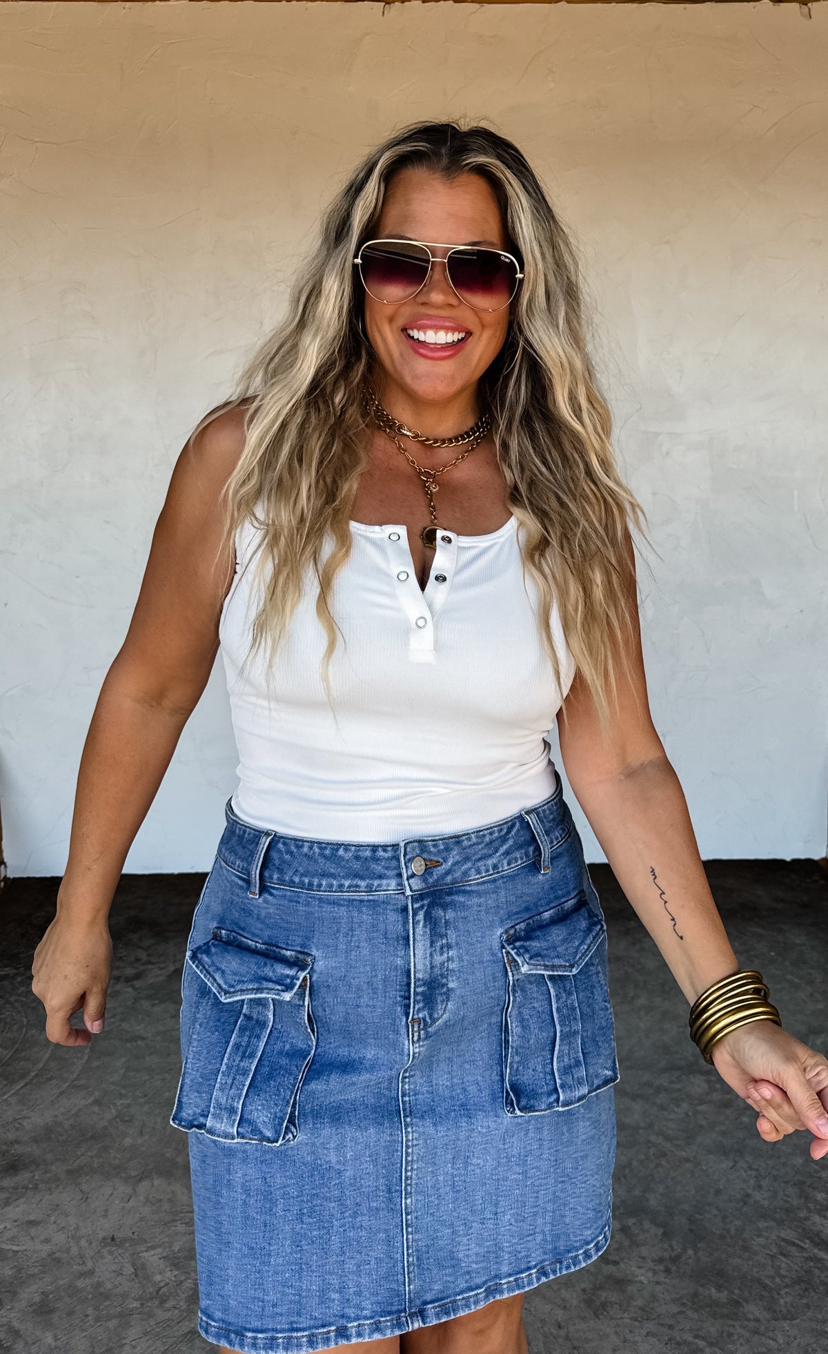 DENIM CARLY CARGO SKIRT
