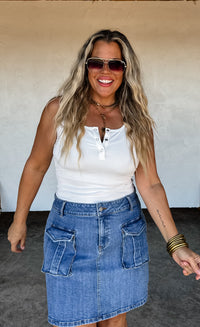 DENIM CARLY CARGO SKIRT