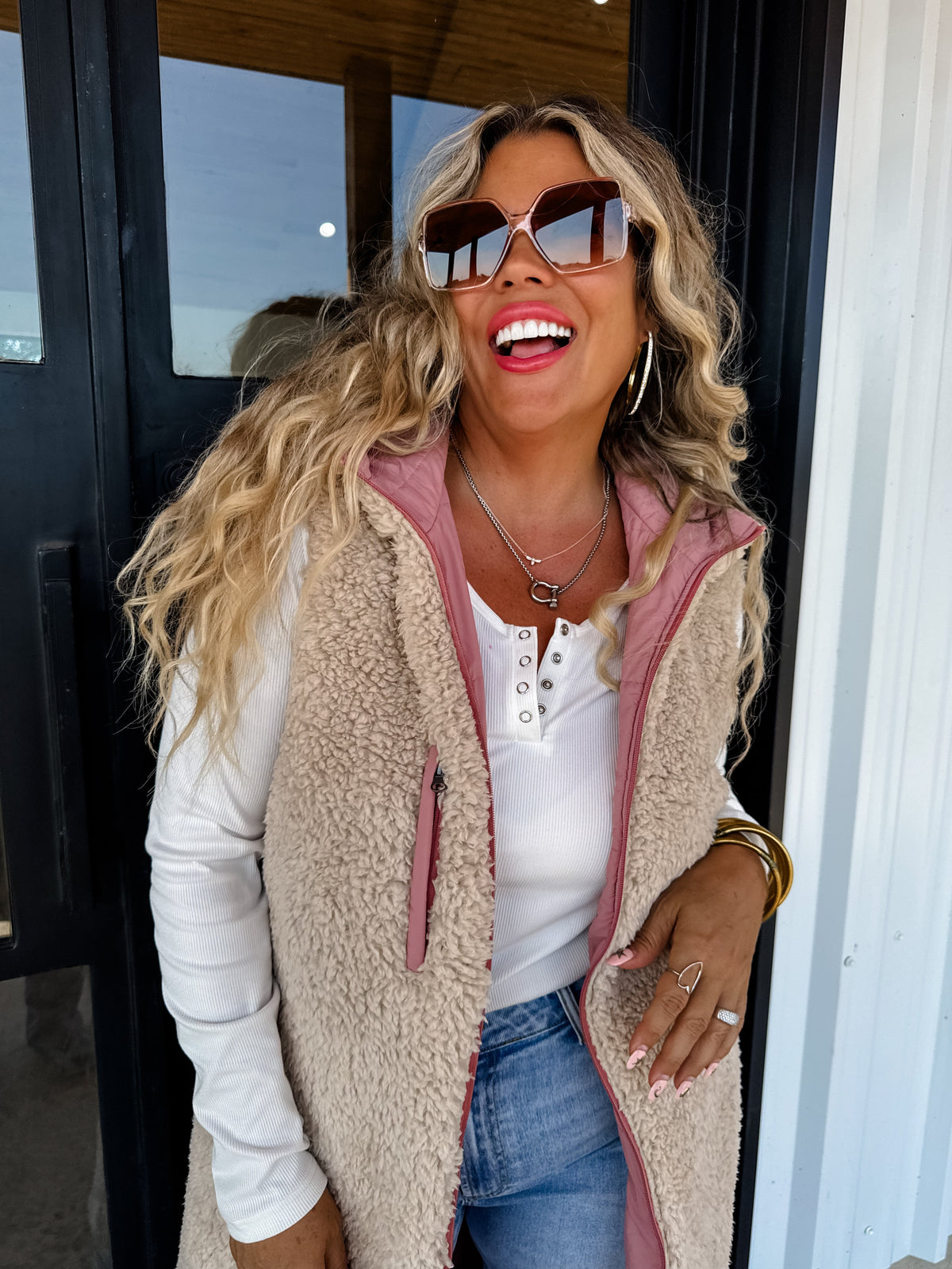 REVERSIBLE SHERPA PUFFER VEST