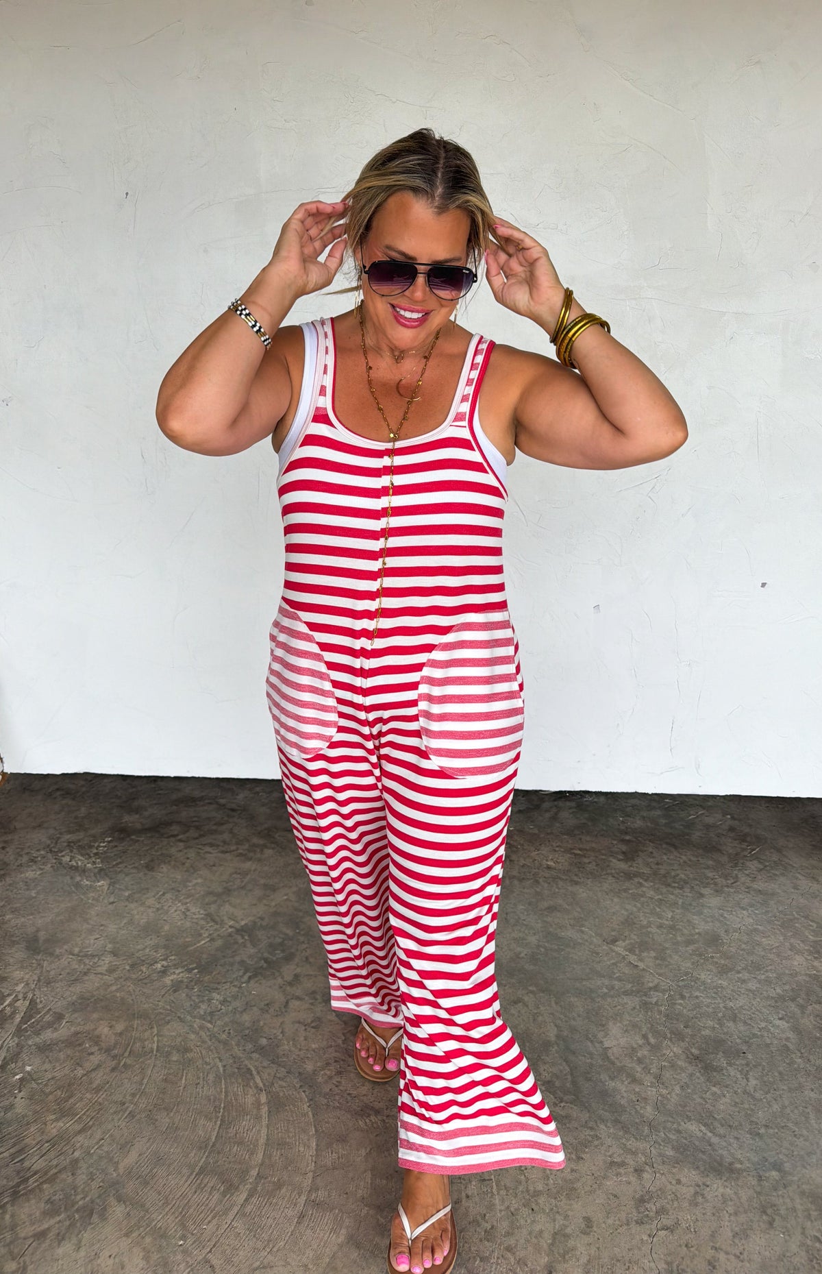 RICKI STRIPE TERRY ROMPER