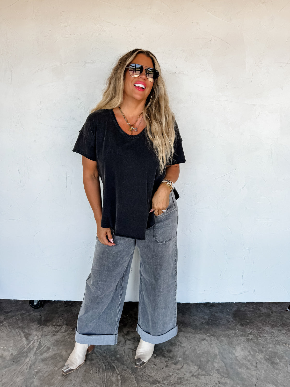 GREY CLOVER FRONT POCKET JEANS