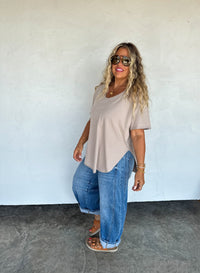 JOEY VNECK WASHED COTTON BOYFRIEND TEE