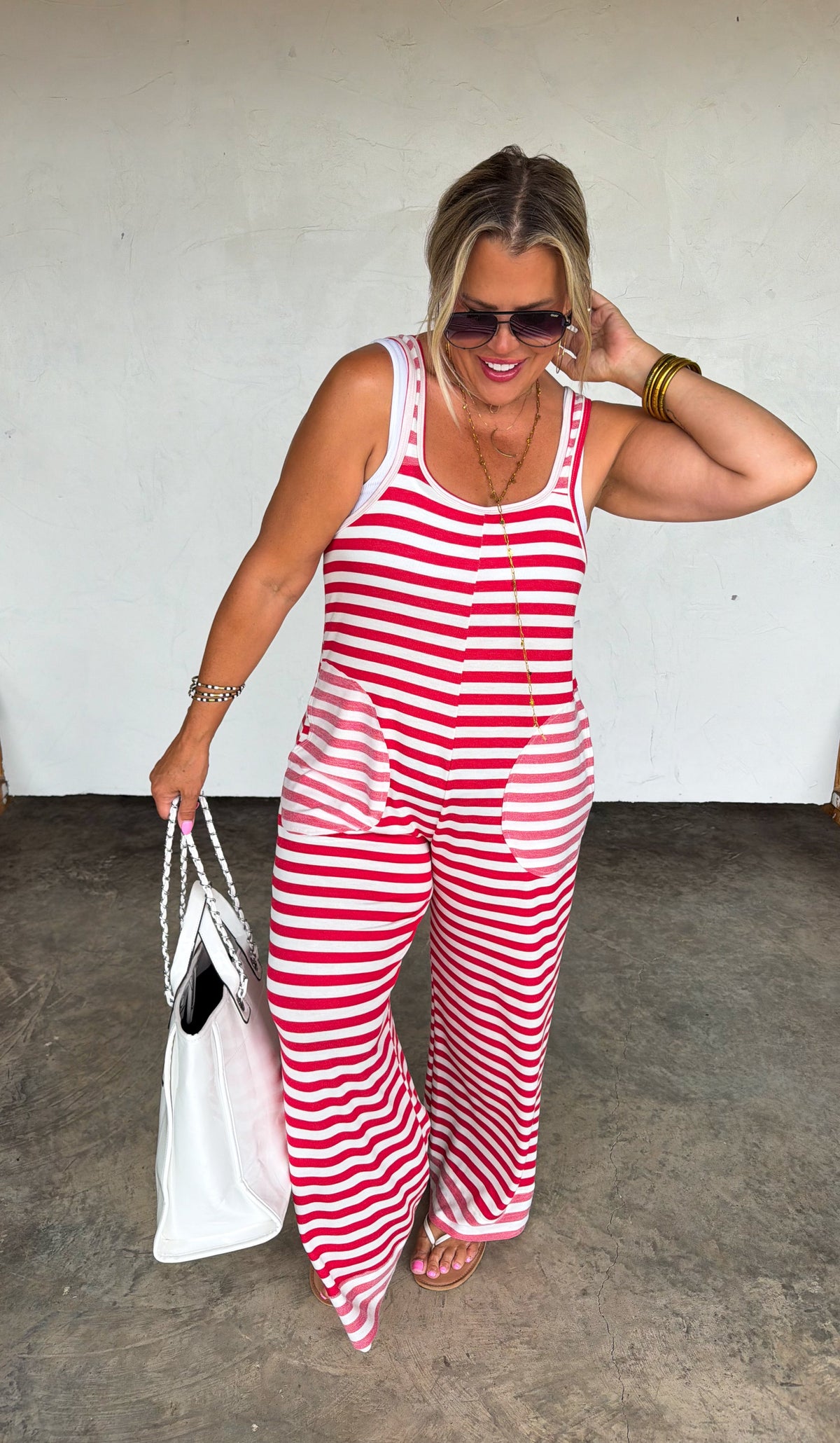 RICKI STRIPE TERRY ROMPER