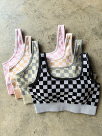 CHECKER BRA & BIKER SHORT SET
