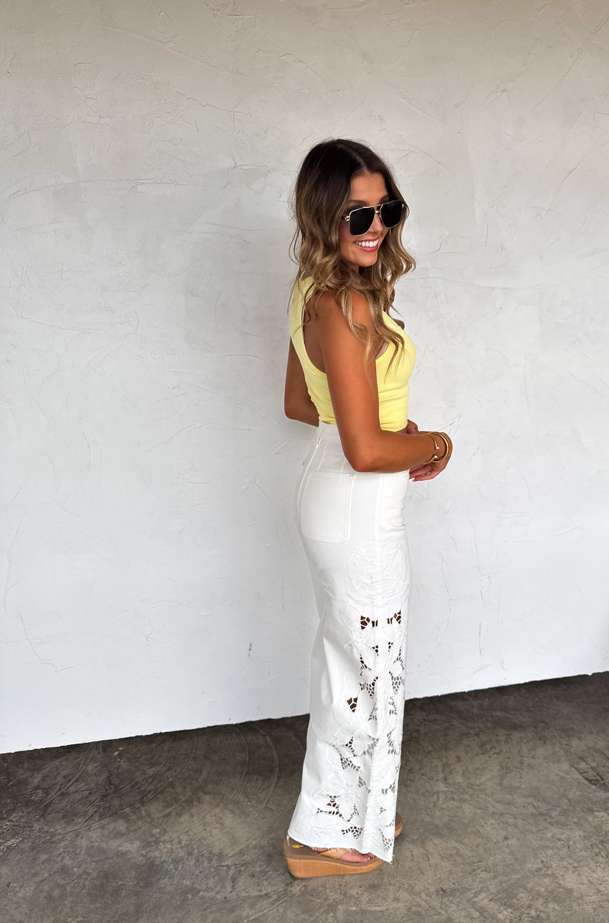 SUMMER FLORAL CHARM WIDE LEG JEAN