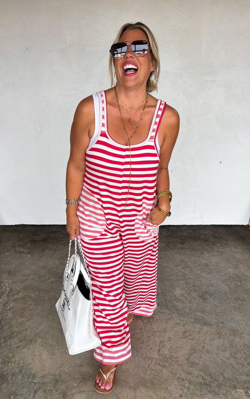 RICKI STRIPE TERRY ROMPER
