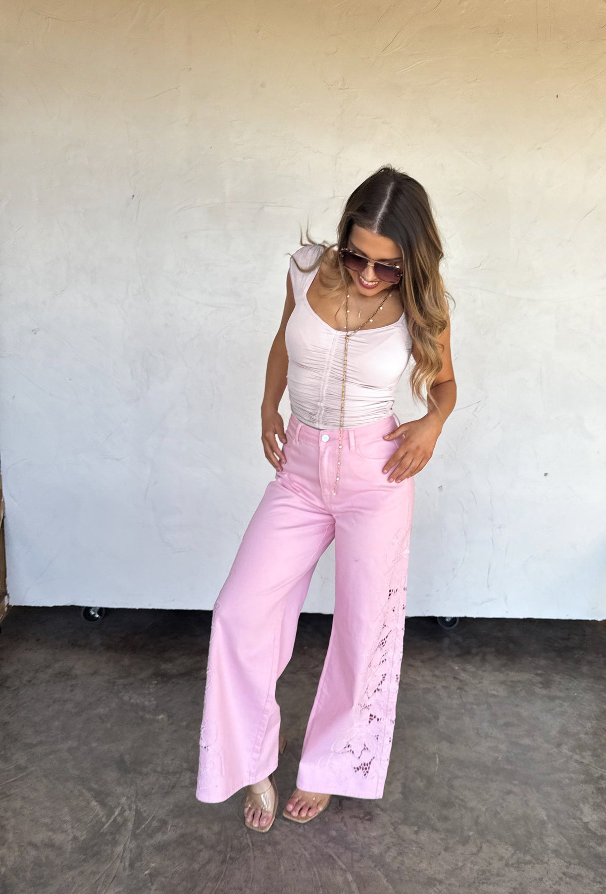 SUMMER FLORAL CHARM WIDE LEG JEAN