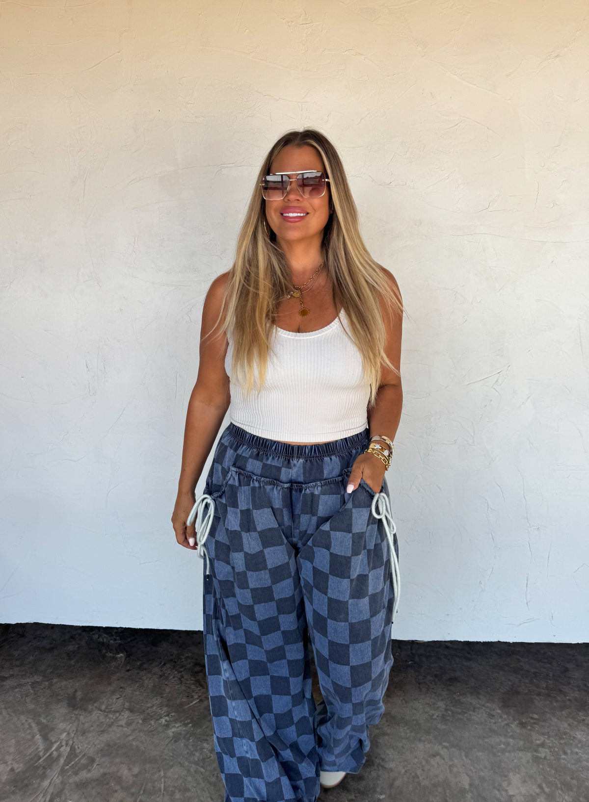 GO WITH THE FLOW CHECKER PANTS