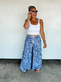 PLAID BEHAVIOR WIDE LEG PANTS