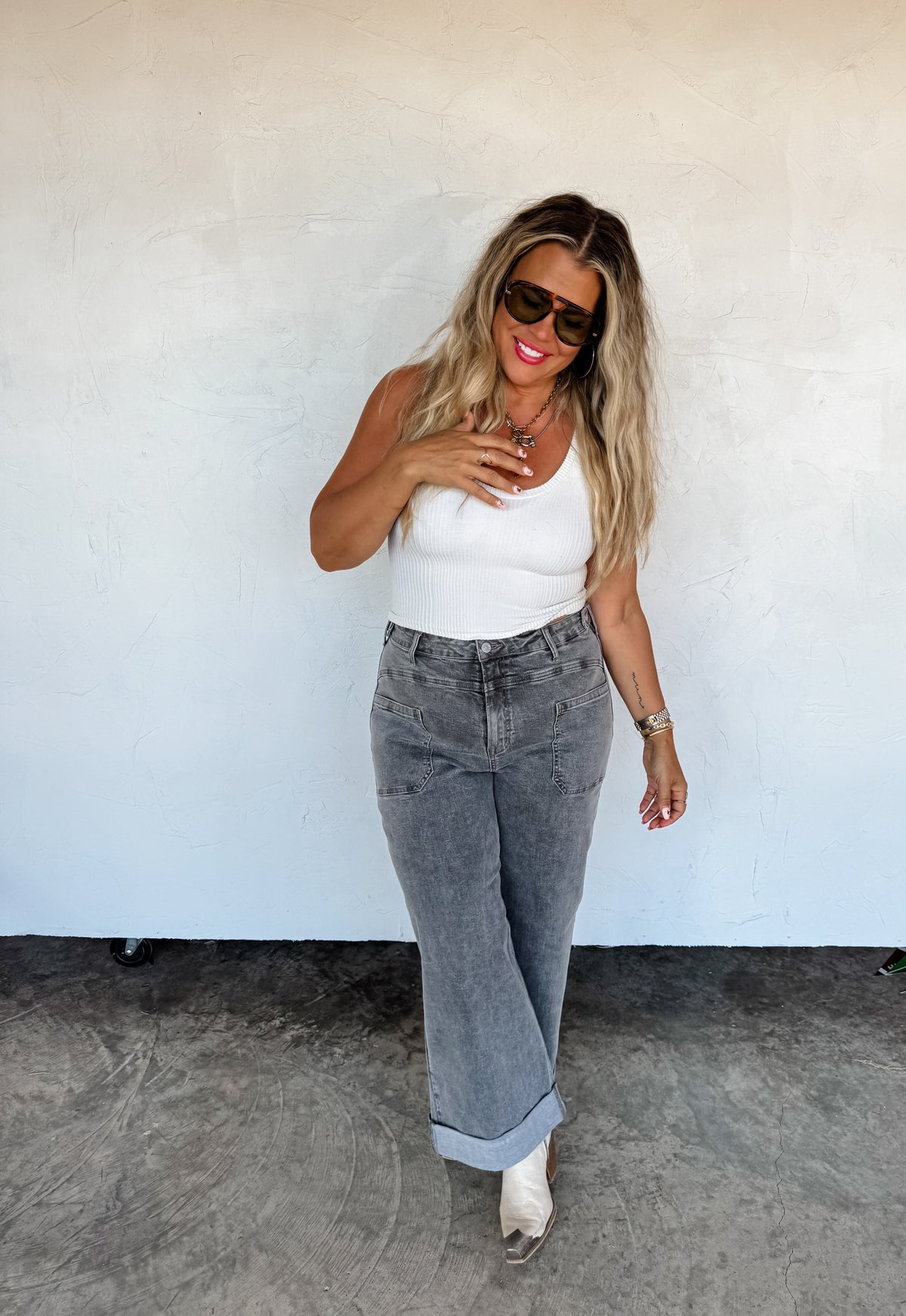 GREY CLOVER FRONT POCKET JEANS