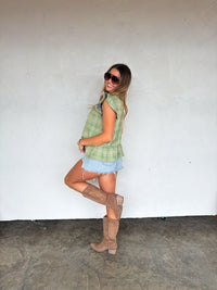 MOLLY TIE FRONT DENIM VEST