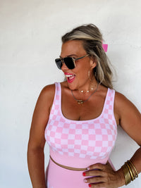 CHECKER BRA & BIKER SHORT SET