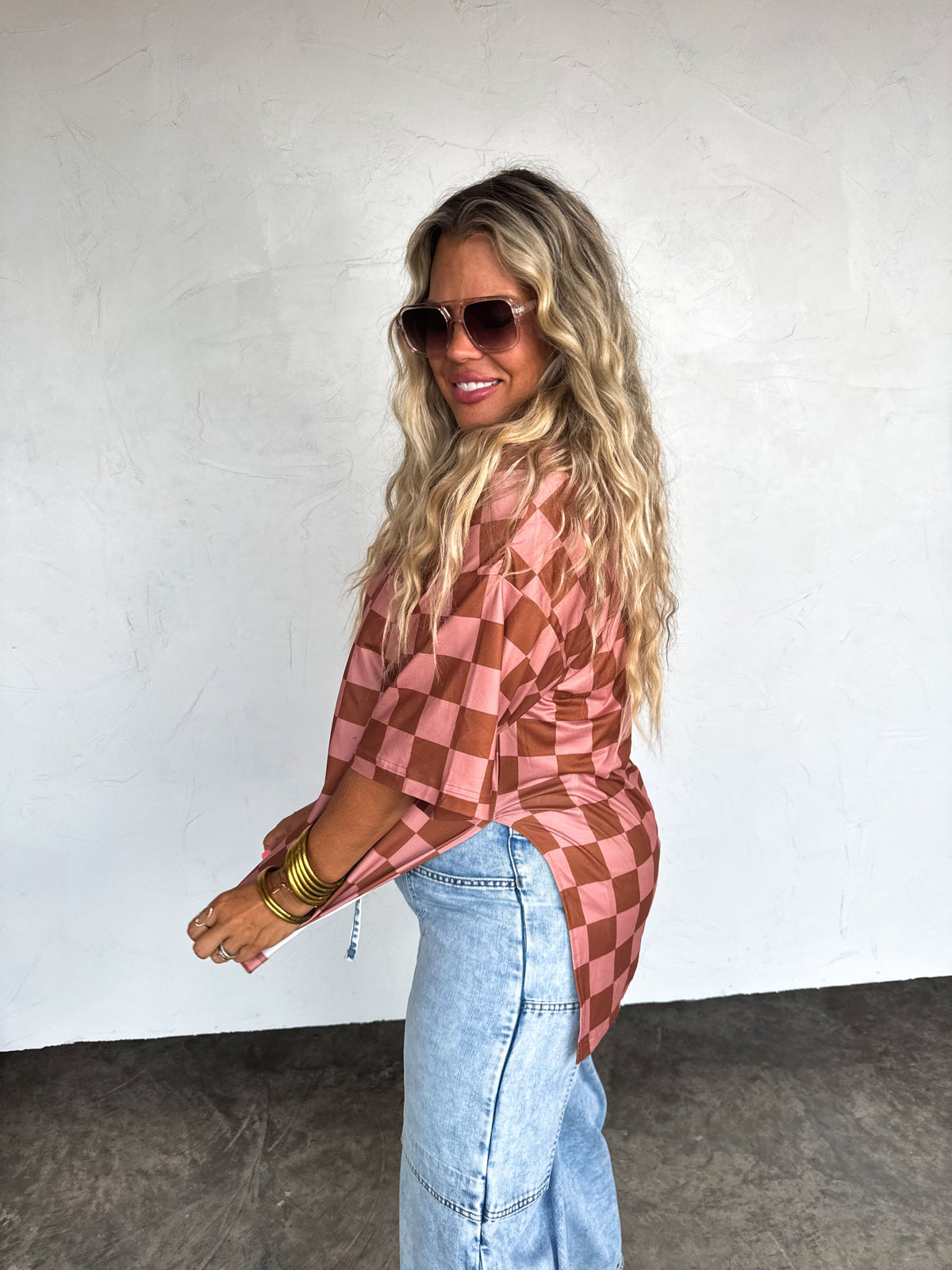 CHECK BABE SIDE SLIT TOP
