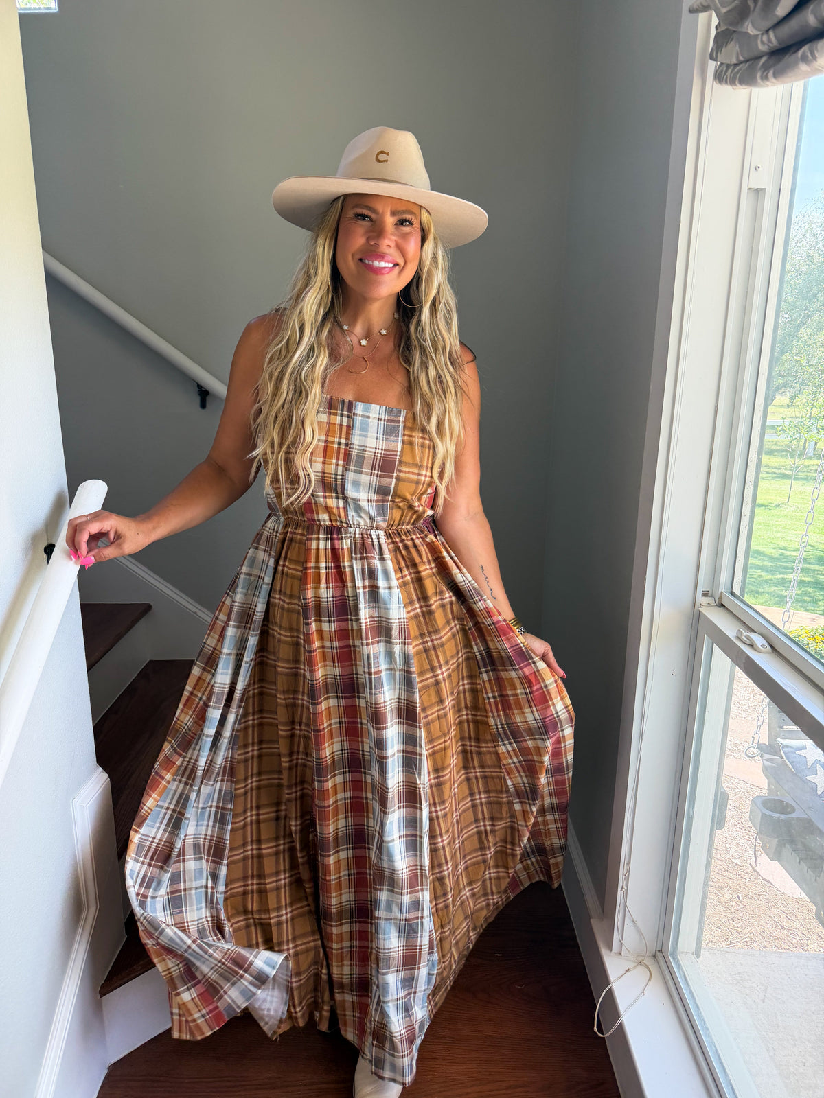 THE ASHFORD PLAID MAXI DRESS