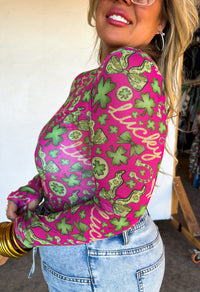 LUCKY GIRL DRESS IT UP MESH TOP