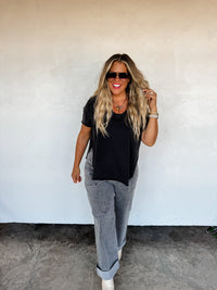 JOEY VNECK WASHED COTTON BOYFRIEND TEE