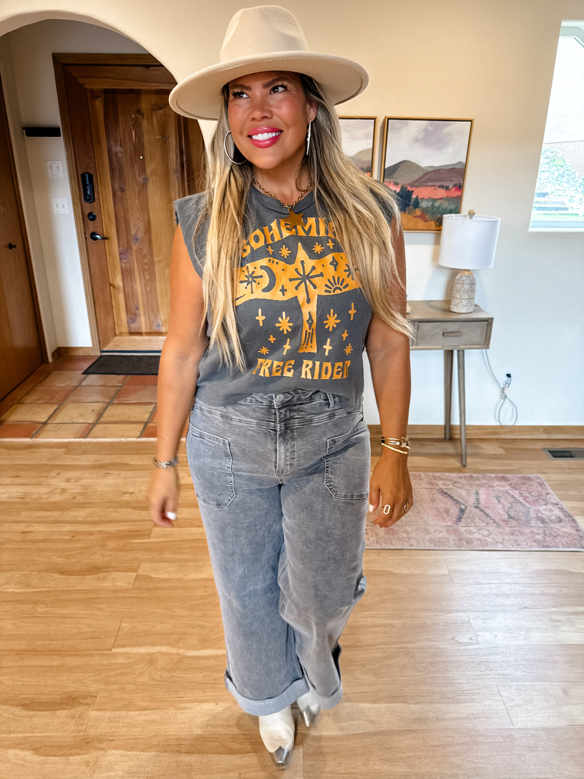 GREY CLOVER FRONT POCKET JEANS