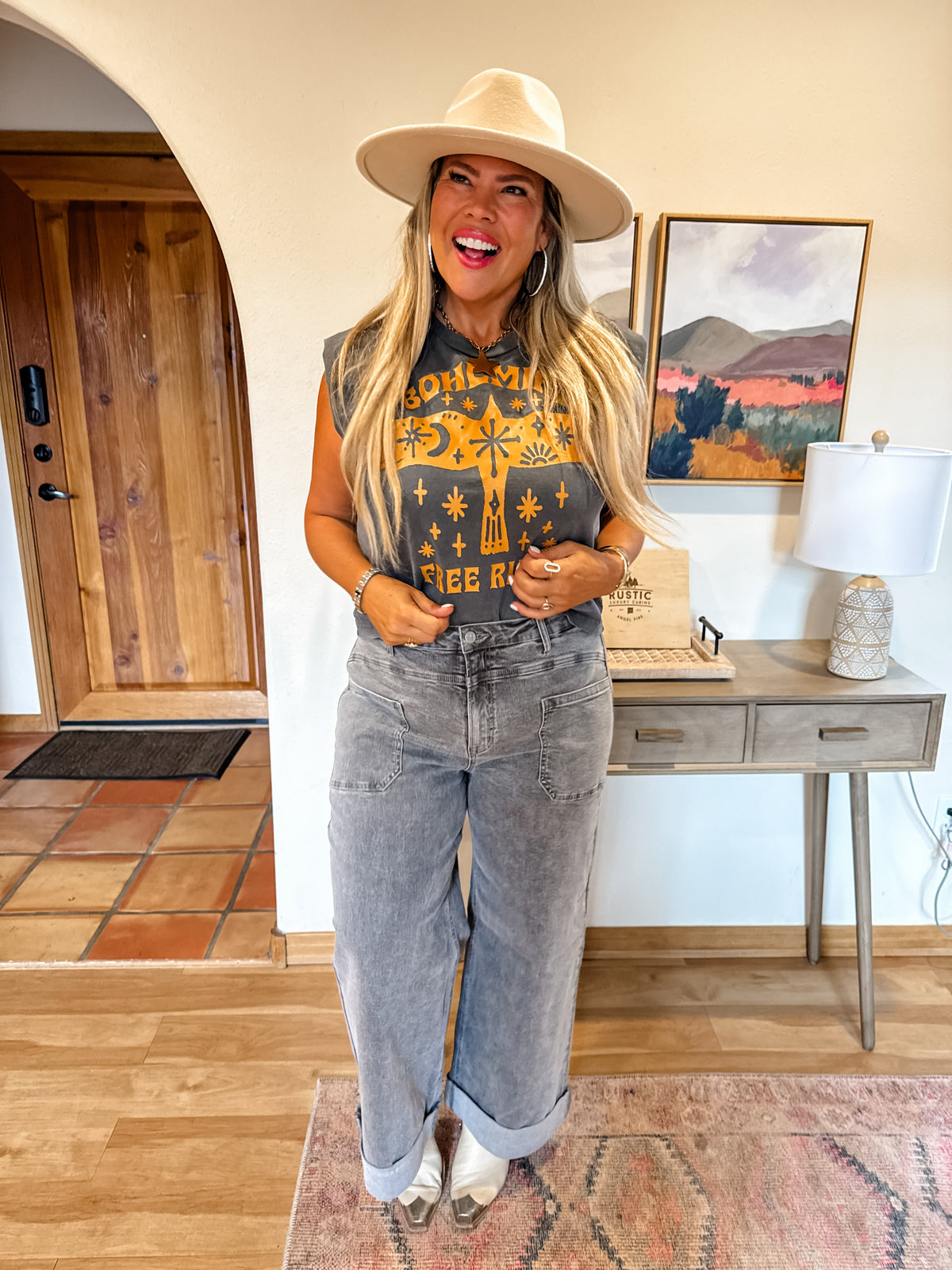 GREY CLOVER FRONT POCKET JEANS