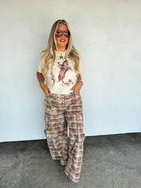 PLAID BEHAVIOR WIDE LEG PANTS