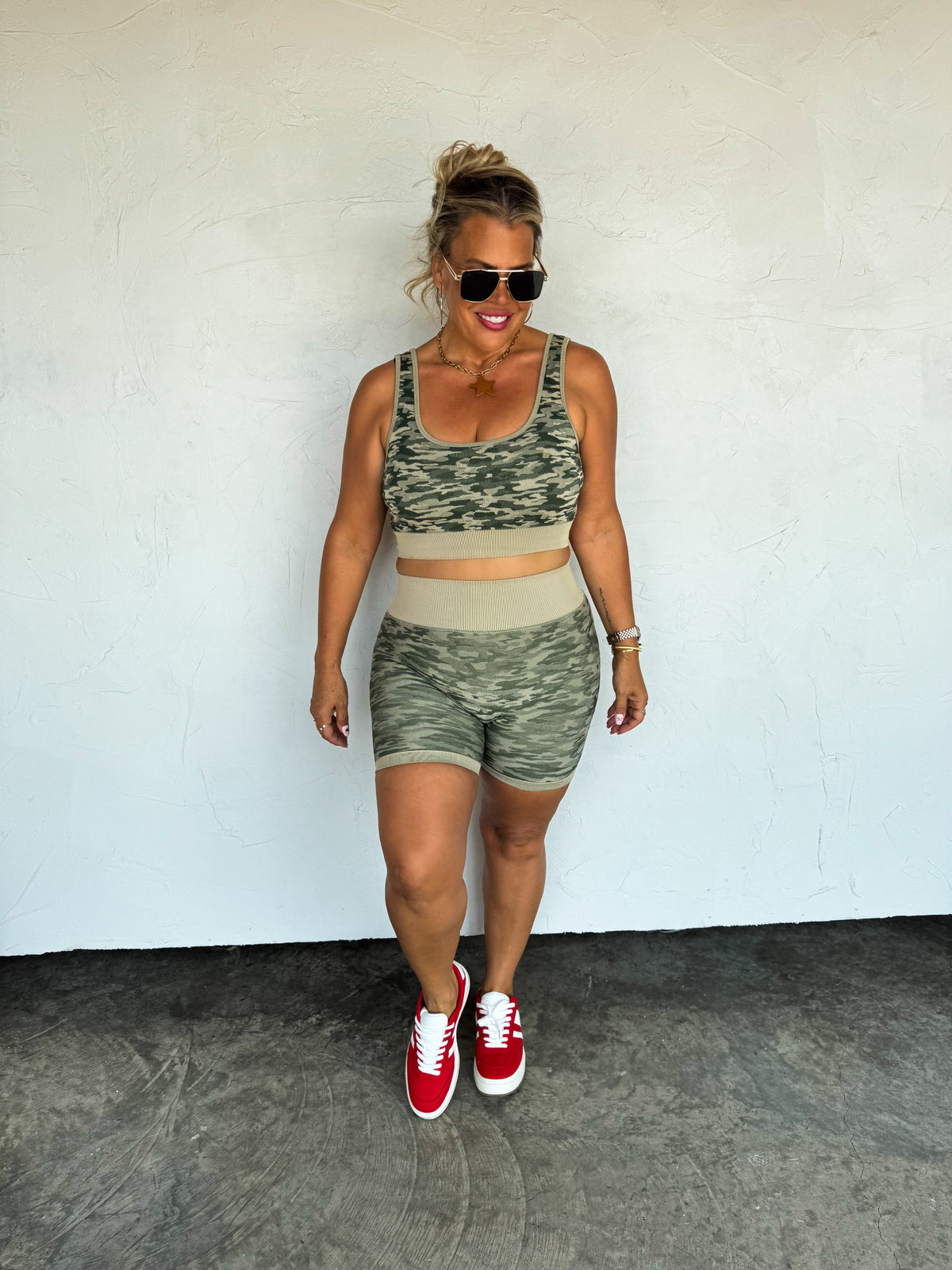 CAMO BRA & BIKER SHORT SET