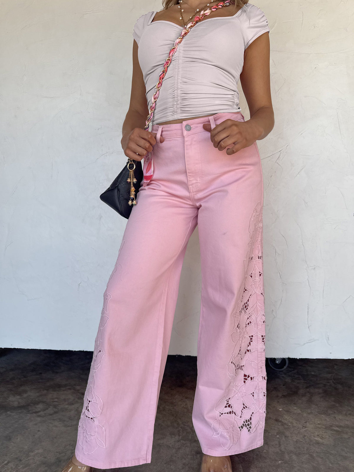 SUMMER FLORAL CHARM WIDE LEG JEAN