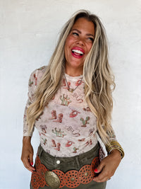 BOOTS & BLOOMS COLLECTION MESH TOPS