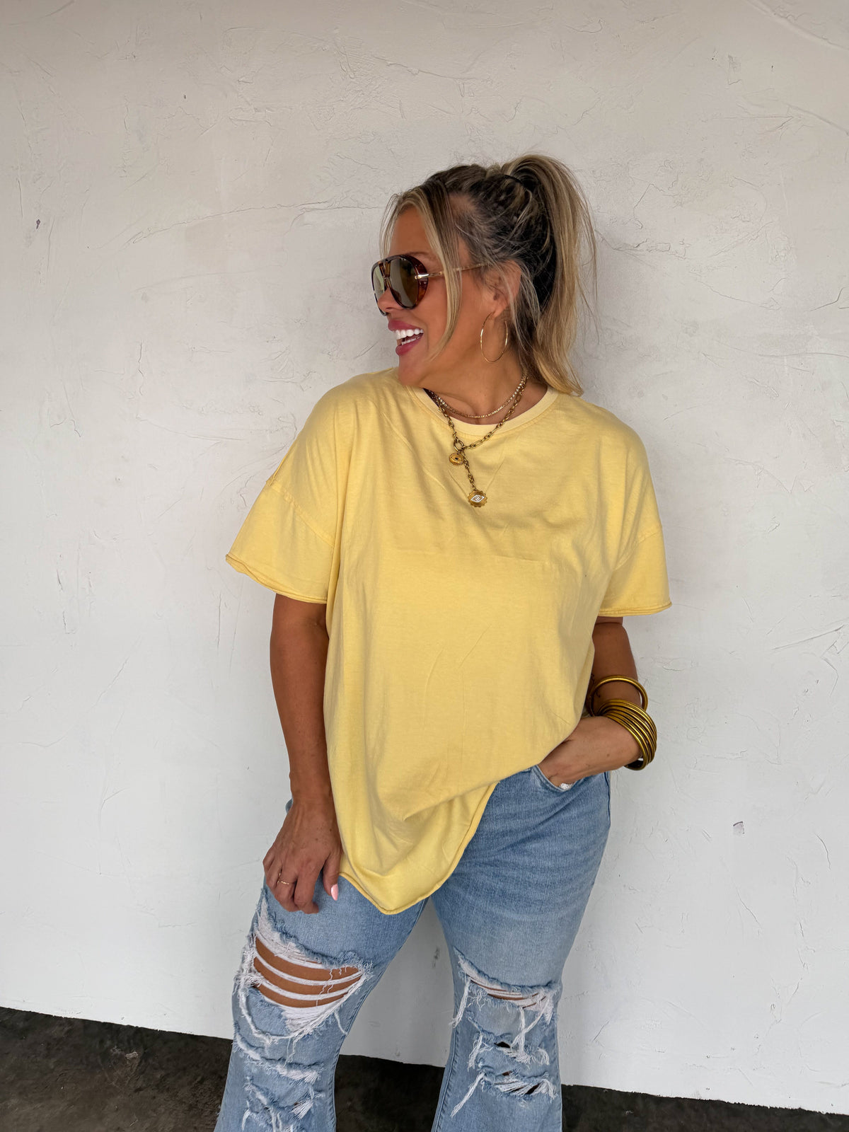JOEY WASHED COTTON BOYFRIEND TEE
