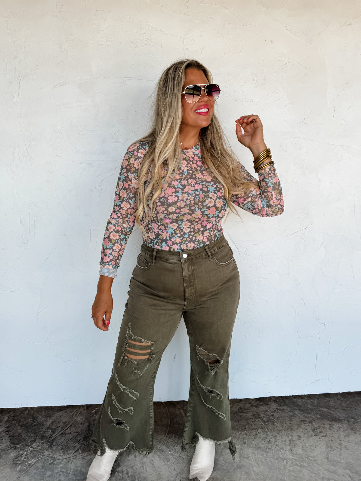 BOOTS & BLOOMS COLLECTION MESH TOPS