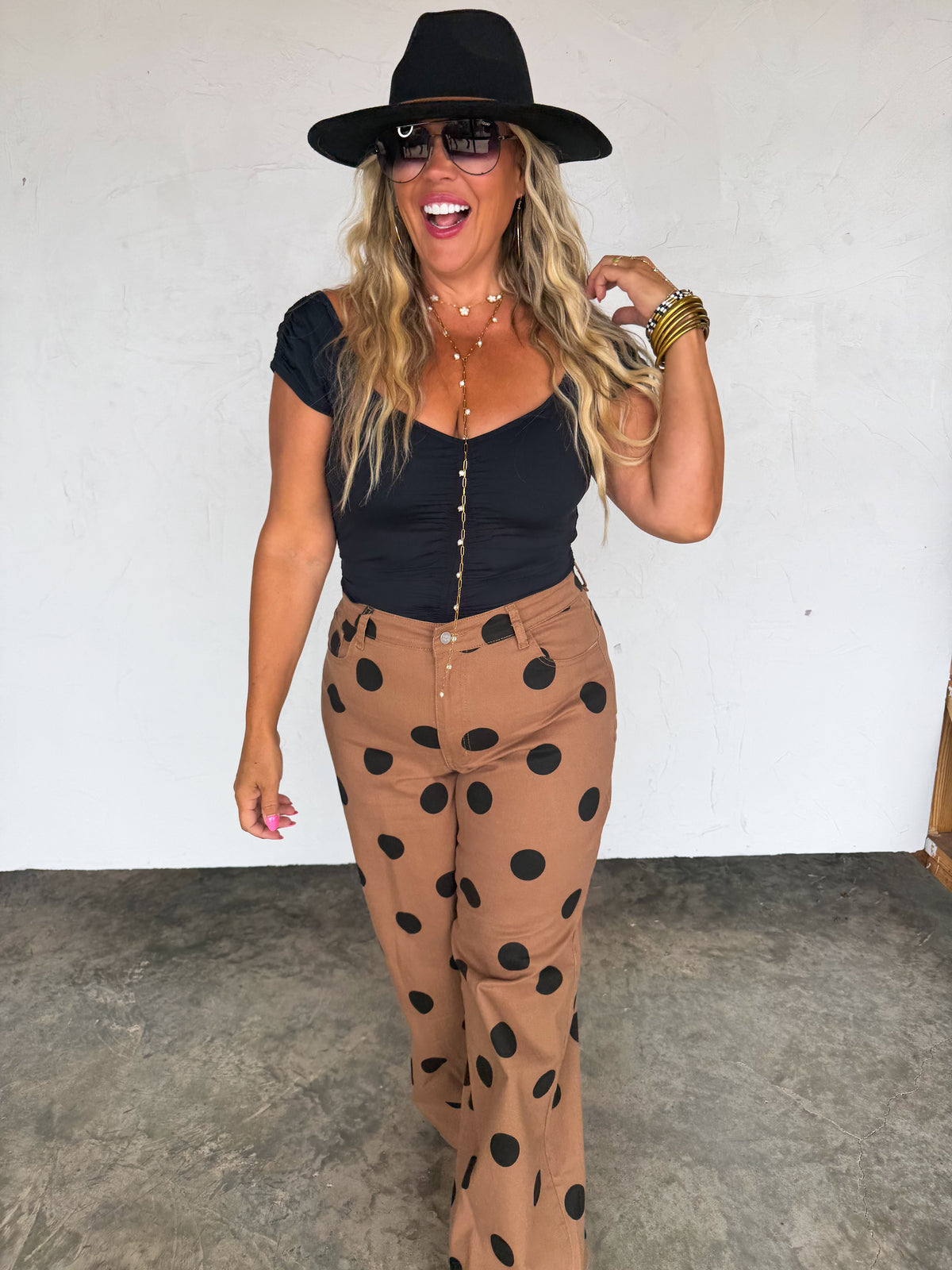 MOCHA DOT DENIM JEANS