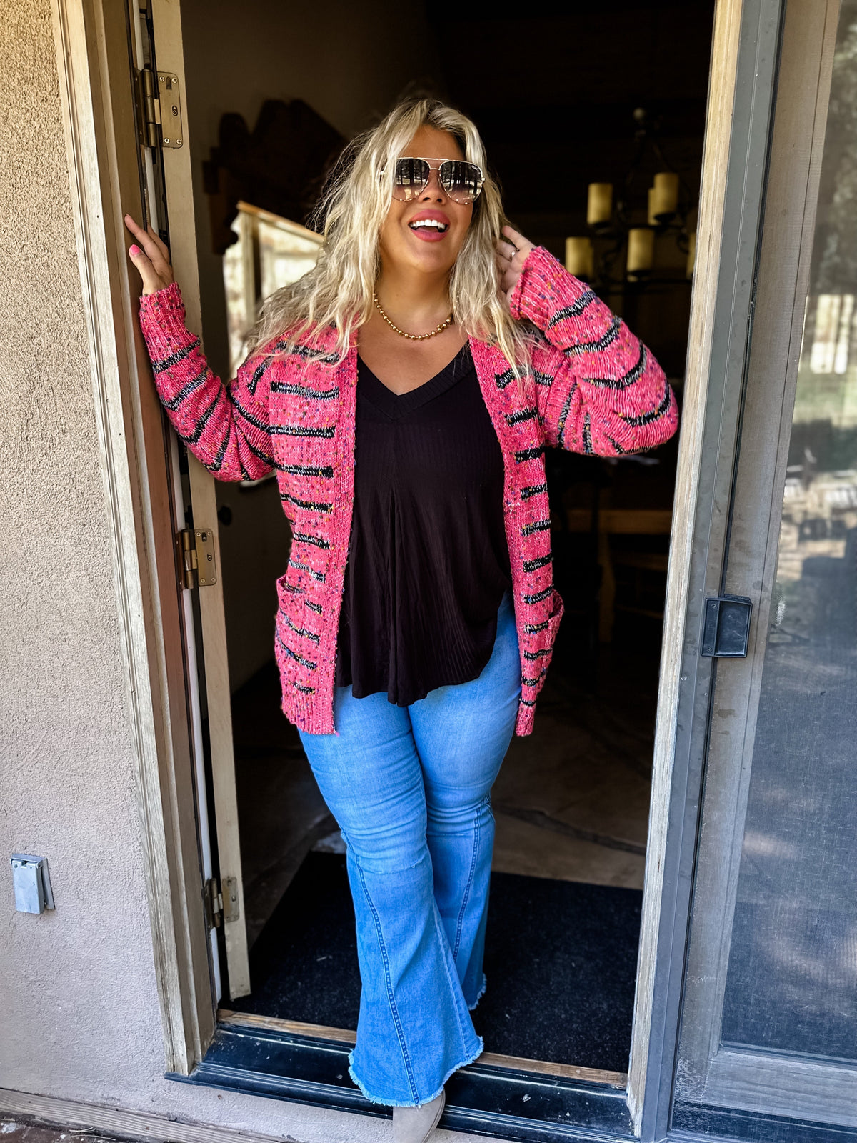 STRIPE MILEY DOT CARDIGAN