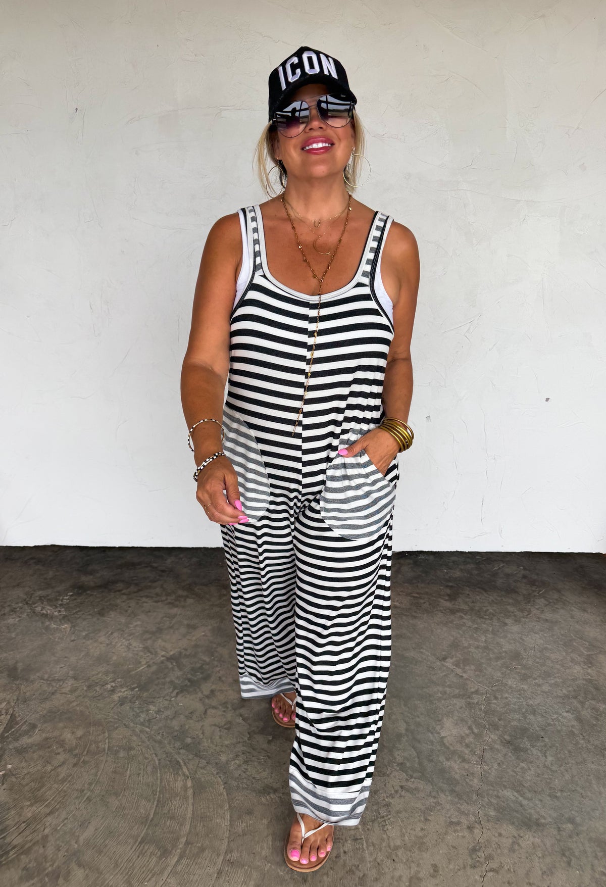 RICKI STRIPE TERRY ROMPER
