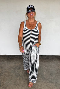 RICKI STRIPE TERRY ROMPER