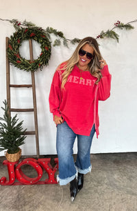 MERRY & HO HO HO CLASSIC CREW PULLOVER