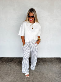 HADDIE  WIDE LEG CHECKER PANTS