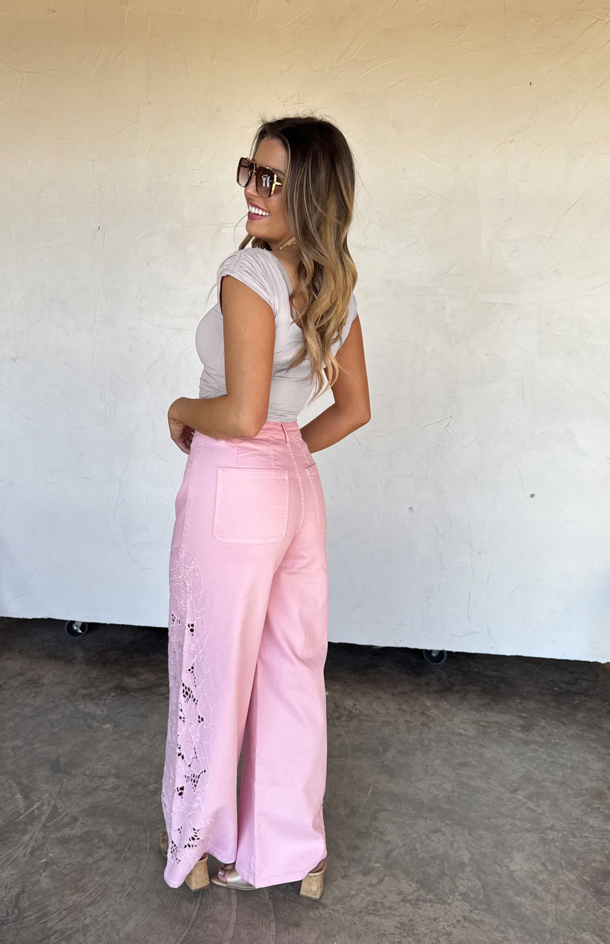 SUMMER FLORAL CHARM WIDE LEG JEAN