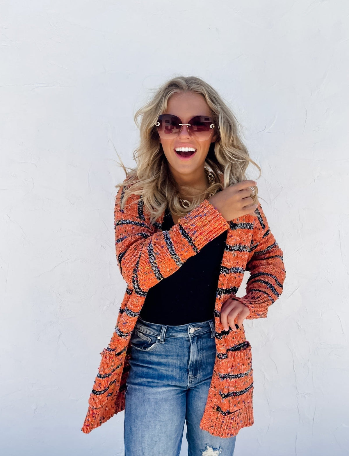 STRIPE MILEY DOT CARDIGAN