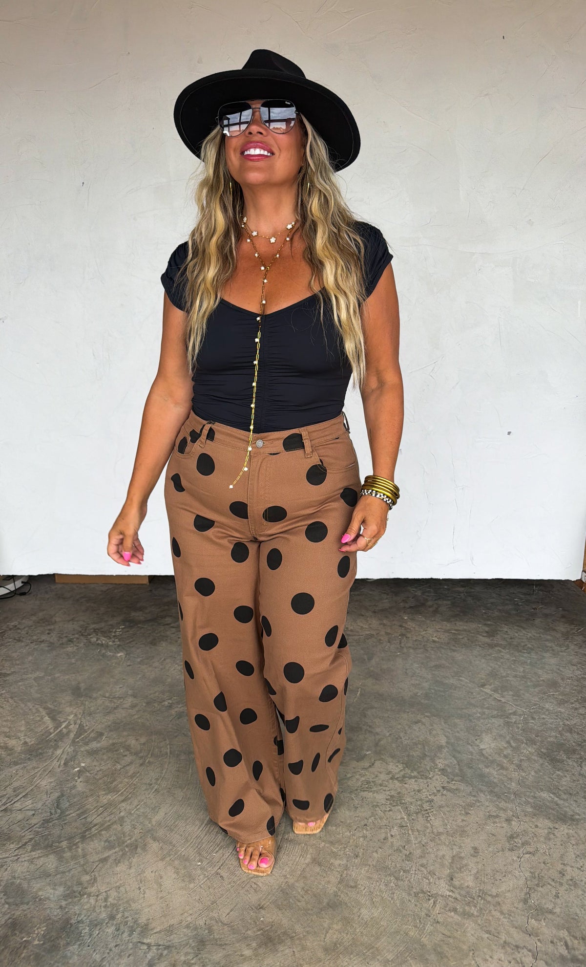 MOCHA DOT DENIM JEANS