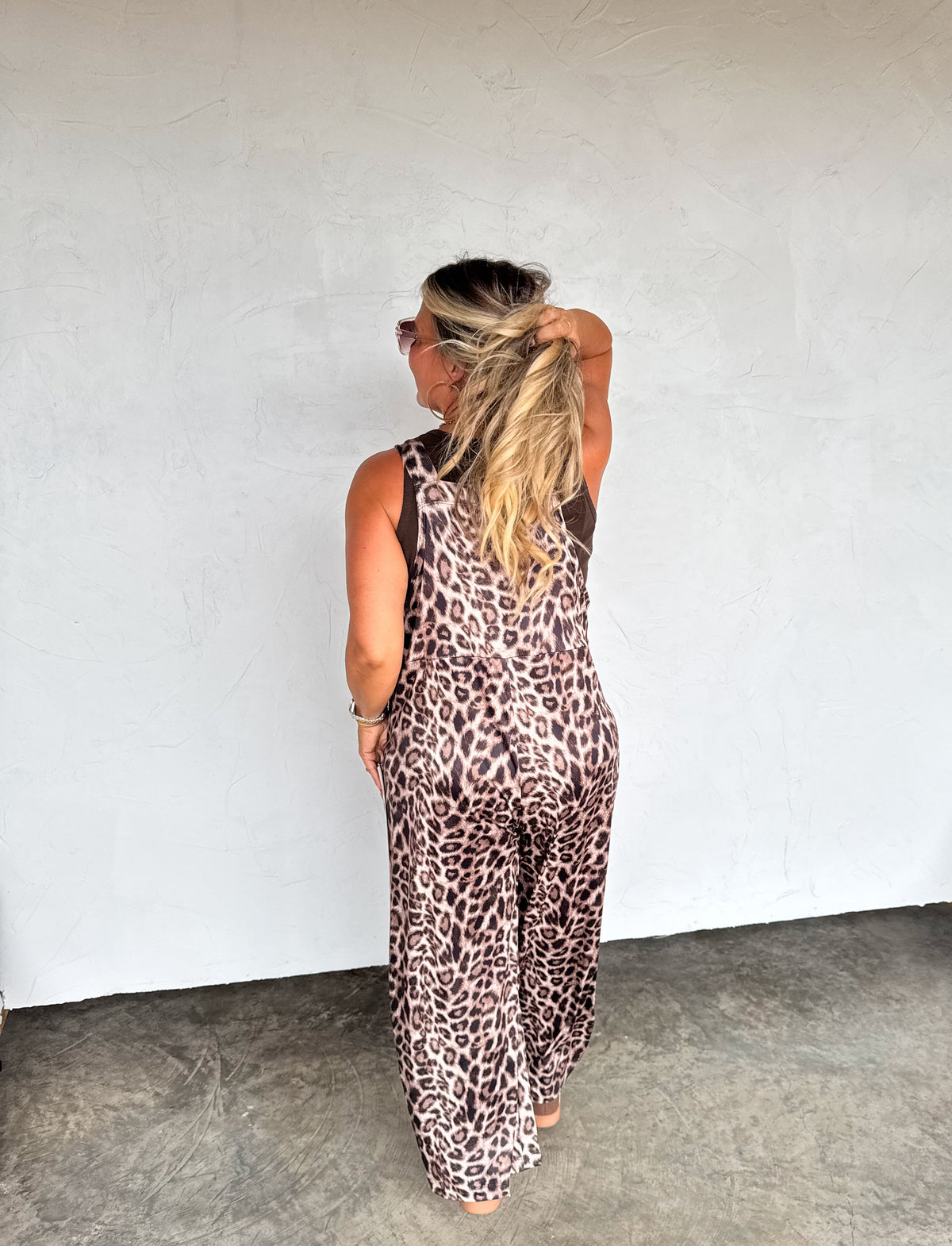 KARLI SILKY CHEETAH OVERALLS