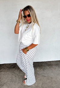 HADDIE  WIDE LEG CHECKER PANTS