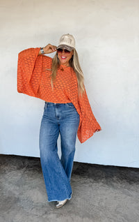 FALL COLORS FREE SPIRIT BELL SLEEVE TOP