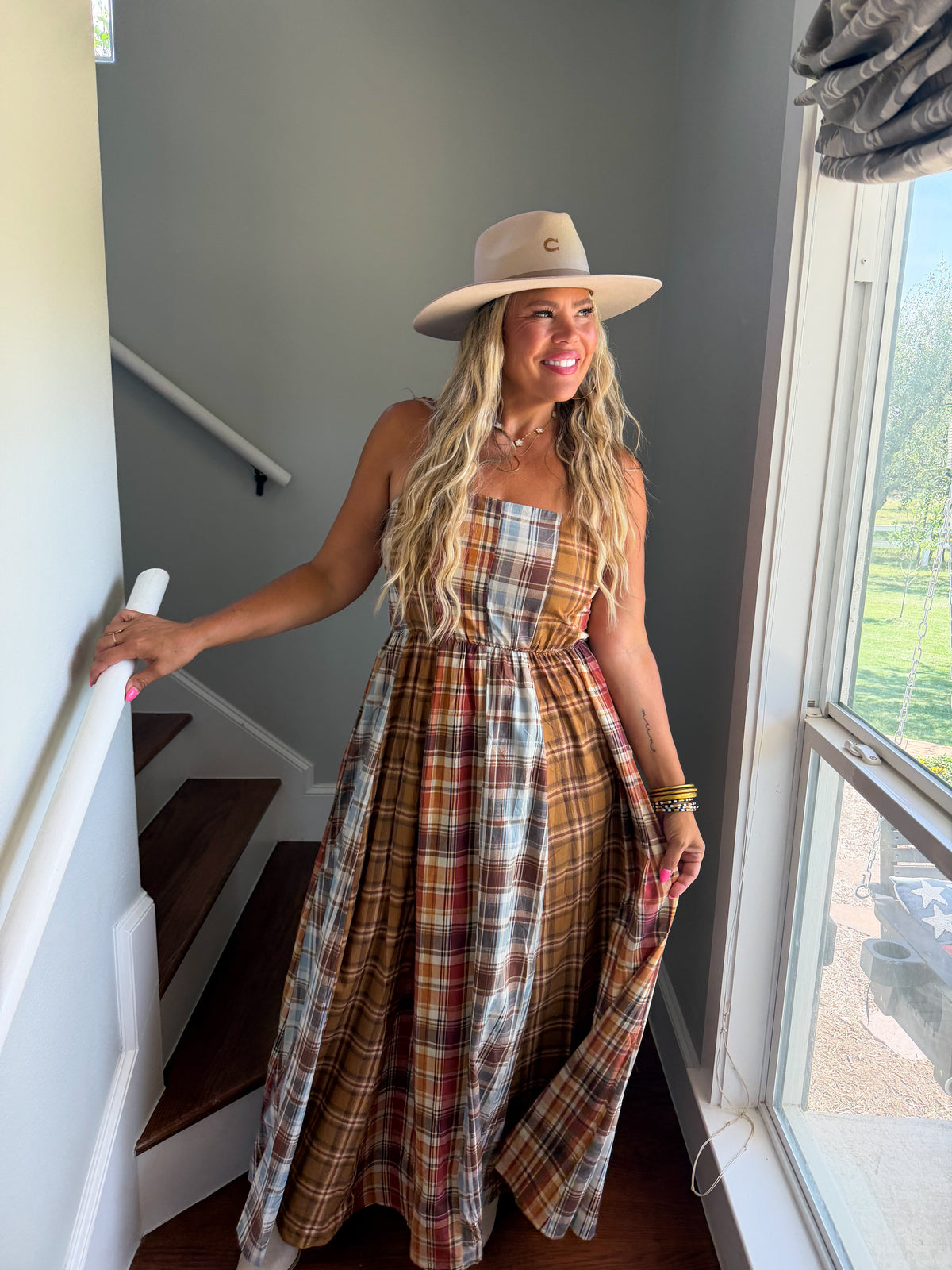 THE ASHFORD PLAID MAXI DRESS