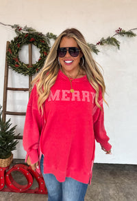 MERRY & HO HO HO CLASSIC CREW PULLOVER