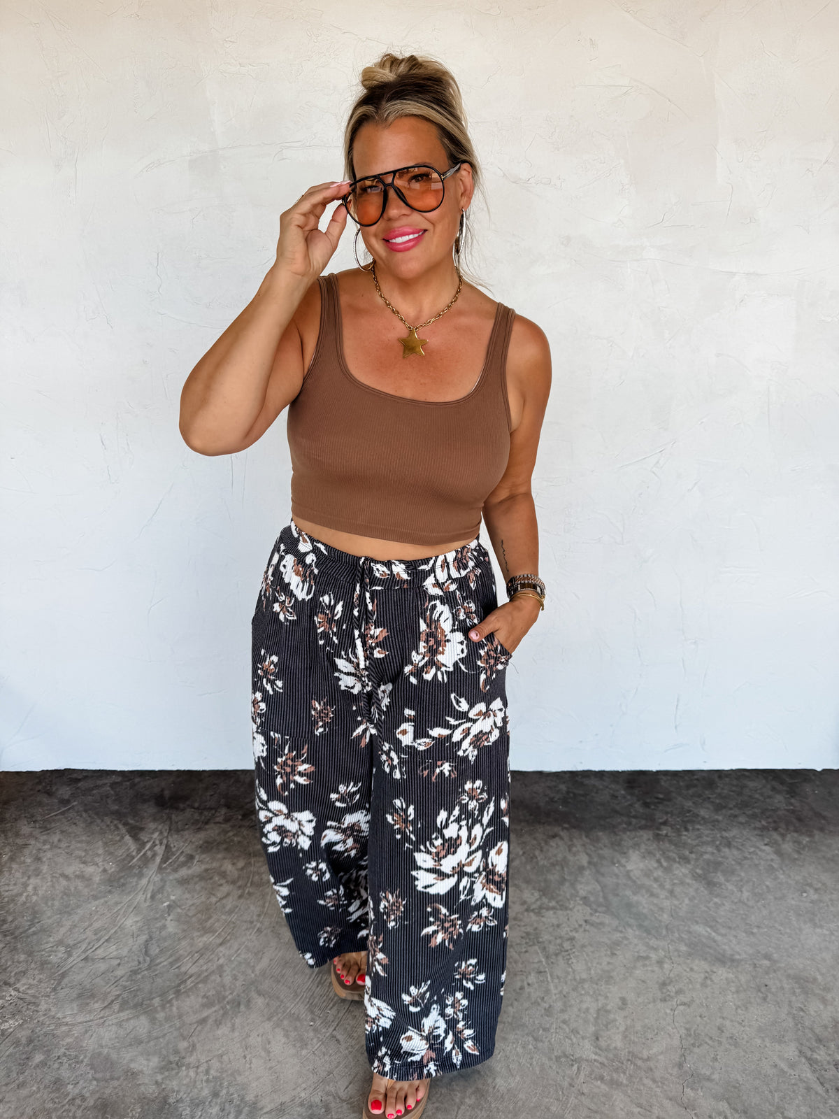 HADDIE FLORAL WIDE LEG PANTS